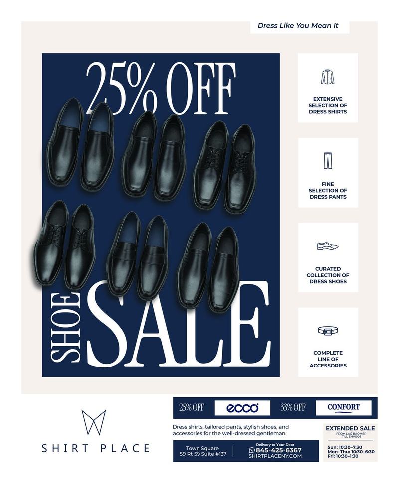 Shirt Place seasonal sale flyer